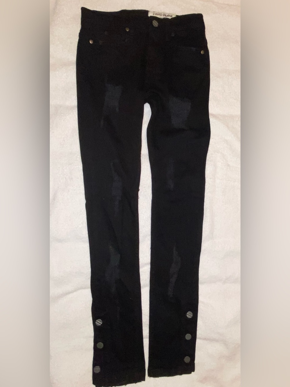 Boys skinny leg Black Button-Hem Jeans